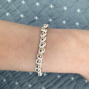 White Rope Bracelet with Gold Beads